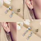 Anziw Long Chain Link Hanging Earrings Silver 925 2-3mm Moissanite