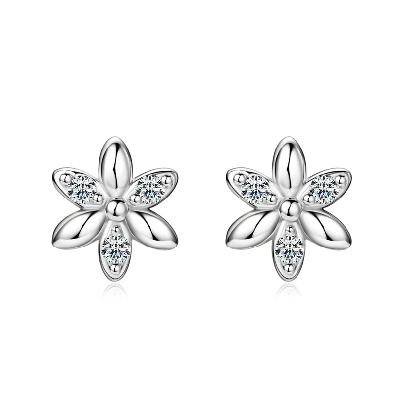 Anziw Mini Studs Flower Earrings Real 925 Silver Moissanite Earring