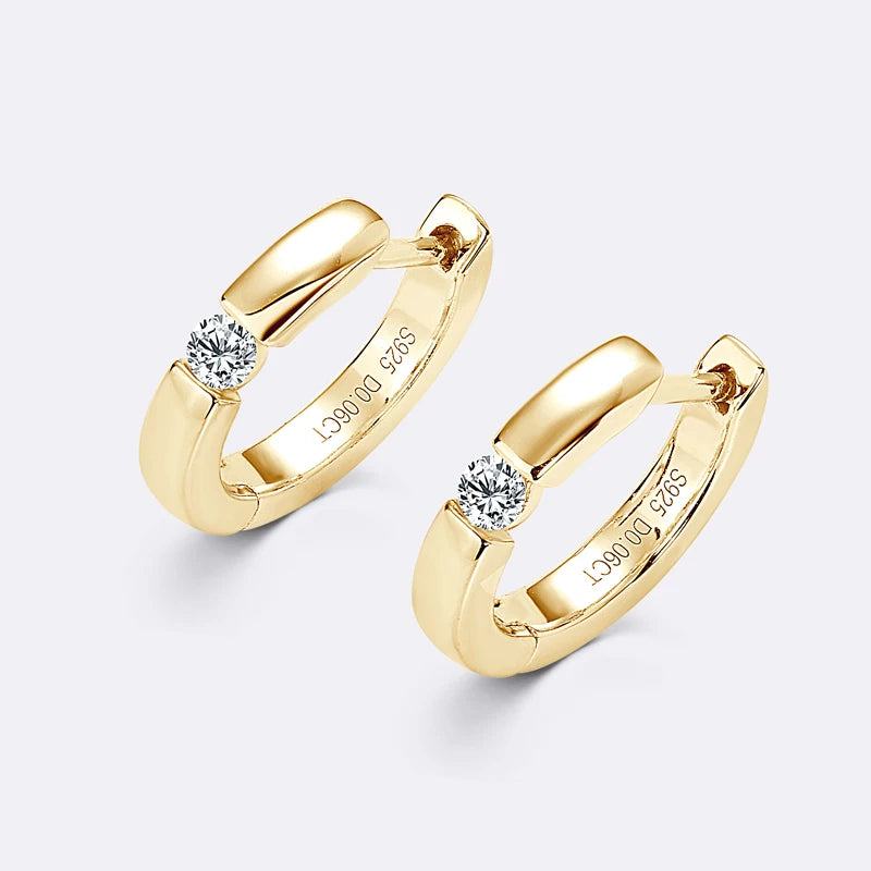 Moissanite Mini Hoops Earrings 925 Sterling Silver