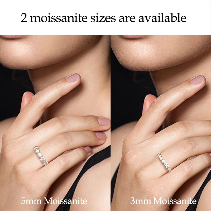 925 Sterling Silver 3mm 5mm Full Moissanite Eternity