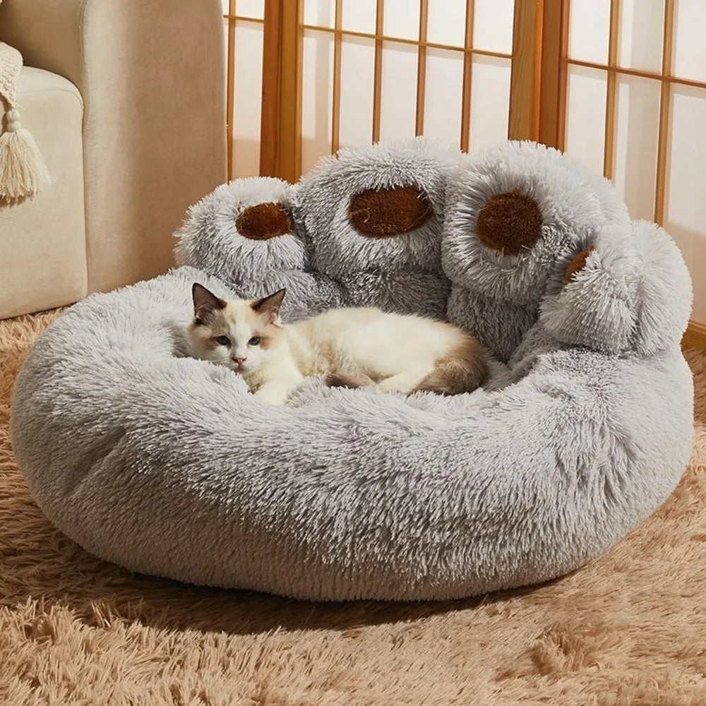 60/90cm Fluffy Dog Bed For Large Round Dog Bed Super Soft Cat House Plush Cat Nest Winter Warm Dog Pet Bed