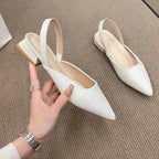 Summer Women New Sexy Retro Solid Color Heels PU Leather Shoes Outdoor Banquet Party Pointed Shoes Fashion Sandals Plus Size 42 - Imbasat