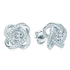 Stud Earrings 4mm Moissanite Twist Flower Earrings 925 Sterling Silver
