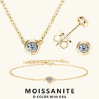 Lnngy 3mm 0.1ct Moissanite Diamond Necklace Bracelet Stud Earring