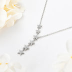 925 Sterling Silver Y Lariat 6 Star Pendant Necklace
