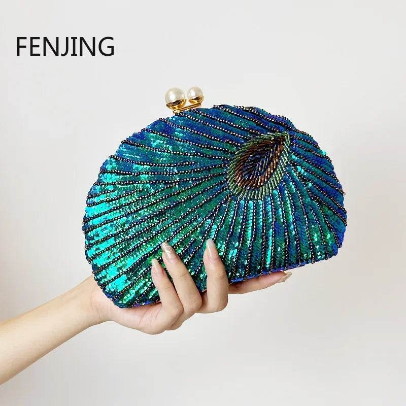Evening Bags Luxury Lady Novelty Purses for Weddings Party Peacock Shape Design Party Clutches Blue Clutch Bag Women Handbags - Imbasat