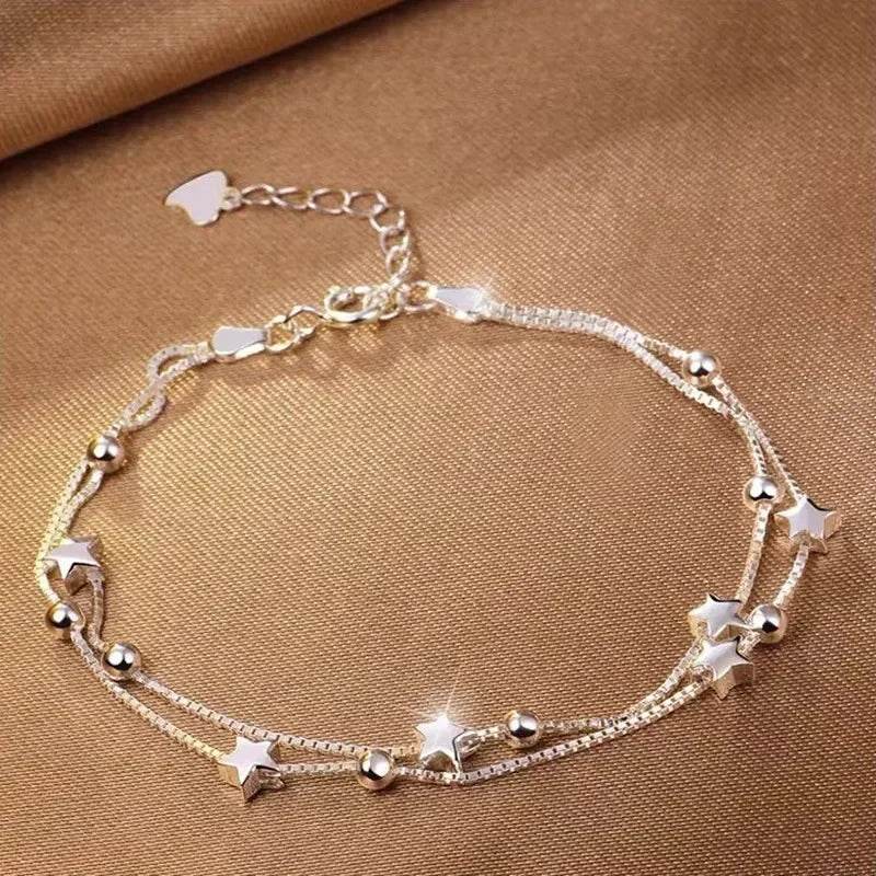 925 Sterling Silver Bracelet Pearls Knots Bracelet for Women Fashion Heart Pearls Irregular Bracelet Luxury Party Jewelry Gift - Imbasat