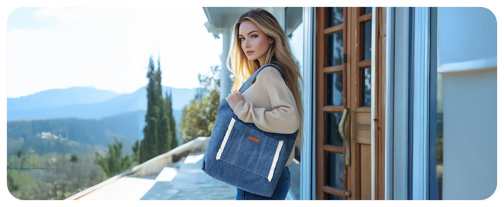 BAGSMART  Casual Lightweight Denim Shoulder Handbag