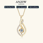 Anziw 925 Sterling Silver 4mm Round Moissanite Twist Pendant Necklace