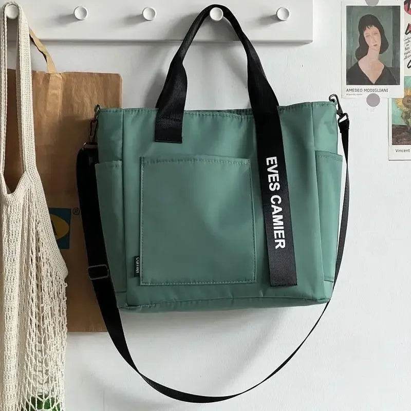 2024 New Casual Tote Large Capacity Shoulder Bag Nylon Waterproof Canvas Handbag Simple Fashion Messenger Bags For Schoolgirl - Imbasat