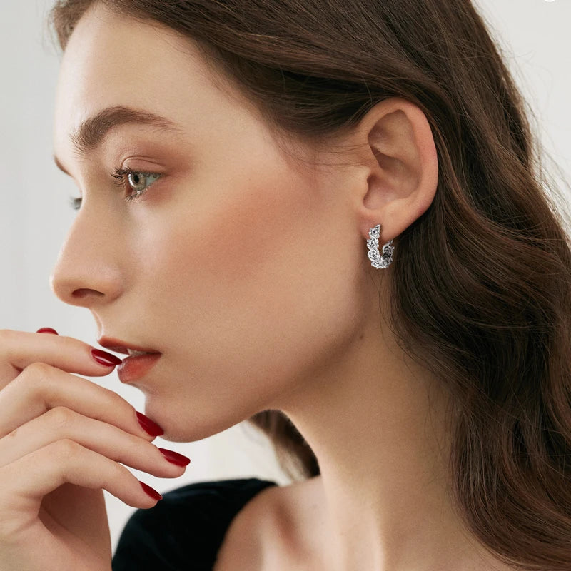 Anziw Jewelry Luxury 4.8CTW. 4mm Moissanite Earrings Hoops