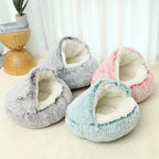 Winter Plush Pet Cat Bed Round