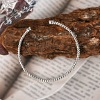 Anziw Solid Bangle Real 925 Silver 5mm 1ctw. D Color Bezel Round Moissanite Bracelet