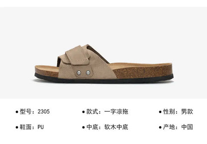 Men's Summer Flat Cork Slipper Softwood Beach Casual Nubuck Slides Mule Clogs Sandals Platform Shoes Ladies Footwear 2025