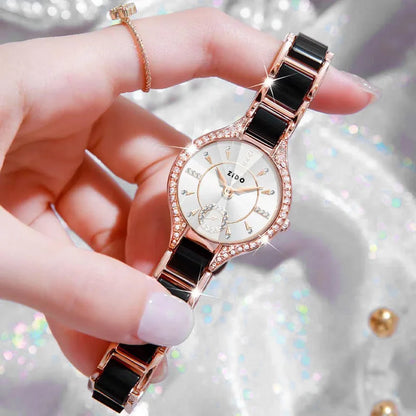 Watch For Women Brand Retro Light Luxury Waterproof Diamond inlaid high quality Stainless Steel Female Fashion Clock Watchees