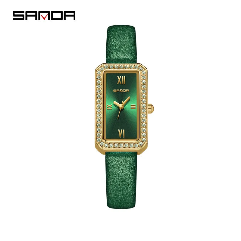 Sanda 1122 Trendy Design 2023 Hot Sale Rectangle Dial Waterproof Quartz Movement Business Women Analog Wrist Watch