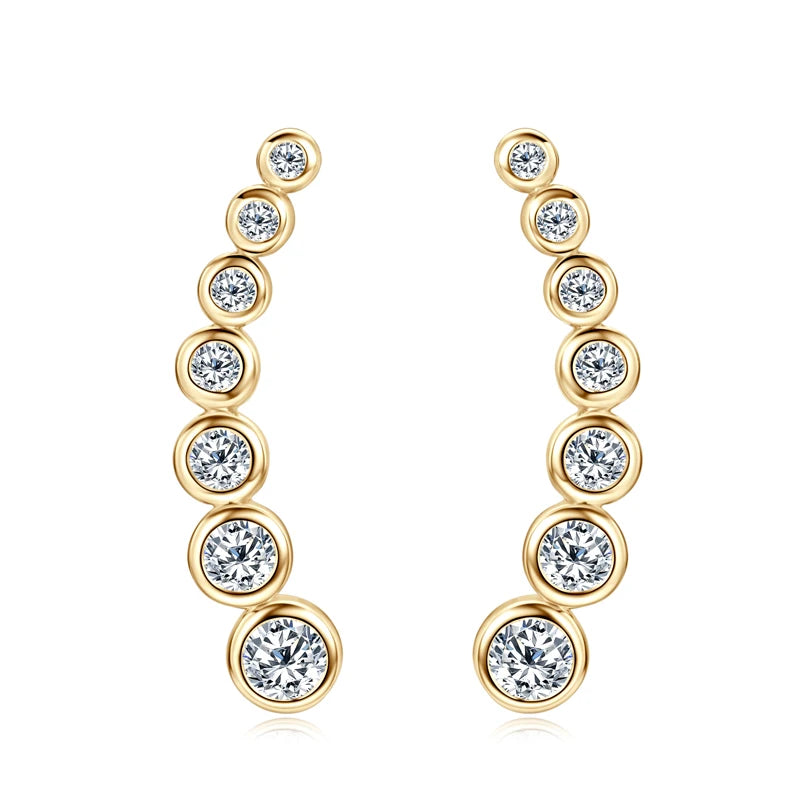 Anziw 1.52CTTW. Full Bezel Moissanite Earrings Climber