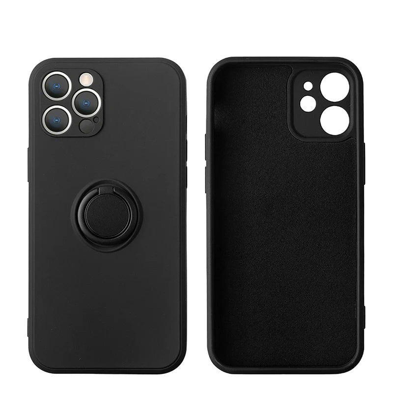 Liquid Silicone Magnetic Ring iPhone Case Shockproof Back Cover