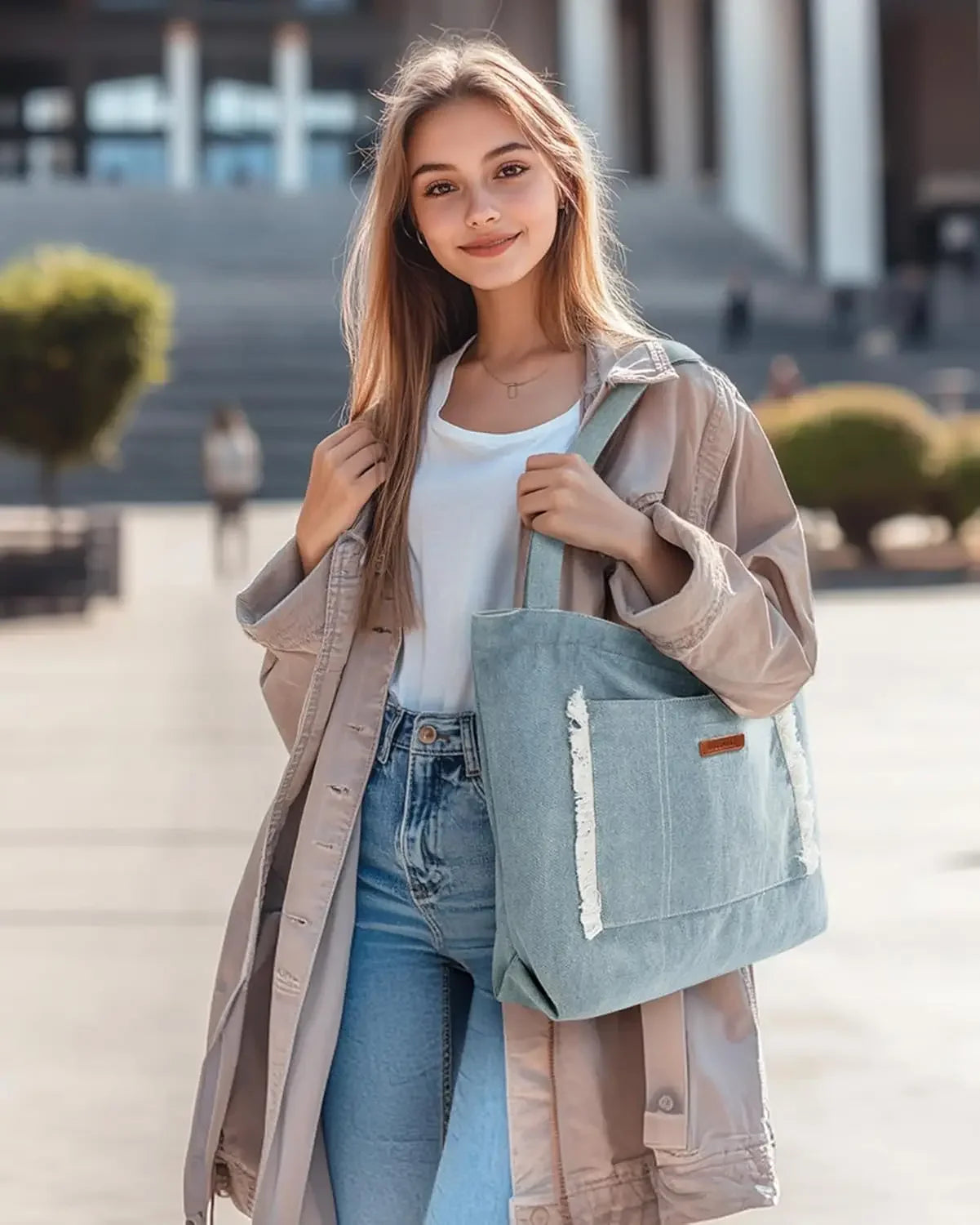 BAGSMART  Casual Lightweight Denim Shoulder Handbag