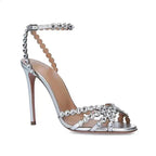 Large Size Sandals Stiletto Heels Round Toe Black Shoes for Women Big Beige Comfort High Low Fashion Rhinestone Girls Scandals R - Imbasat