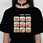 Funny Anime Capybara T Shirt Women Soft Fabric