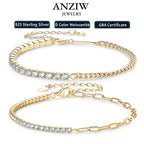 18k Gold Plated Half Tennis Bracelet 2mm 3mm Moissanite Cuban Bracelet