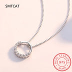 Moissanite Necklace Solid 925 Sterling Silver Diamond Circle Pendant Necklace