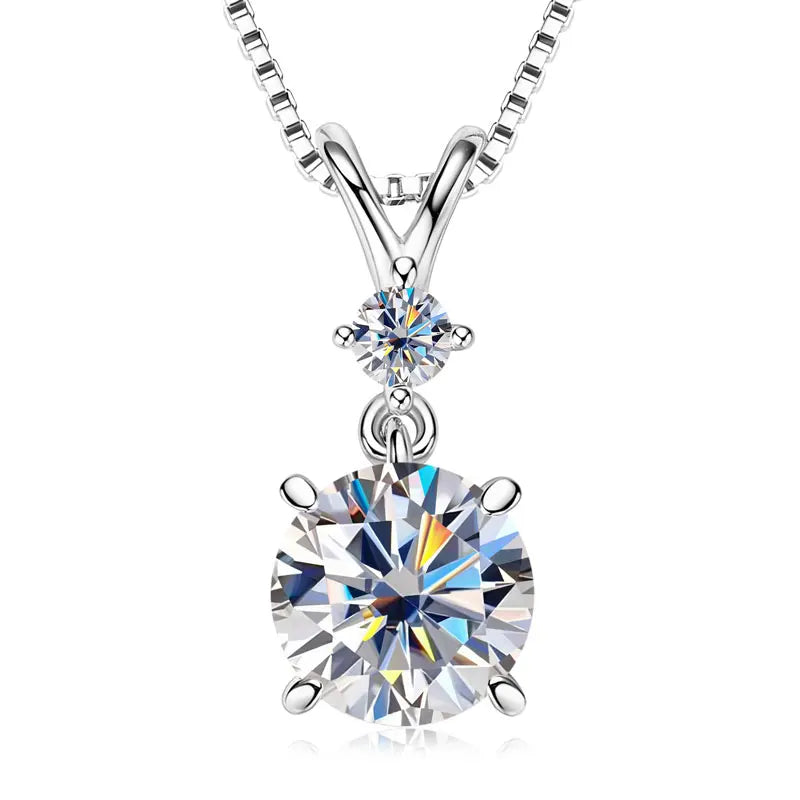 Anziw 1CT 2CT 3CT Moissanite Pendant Necklace