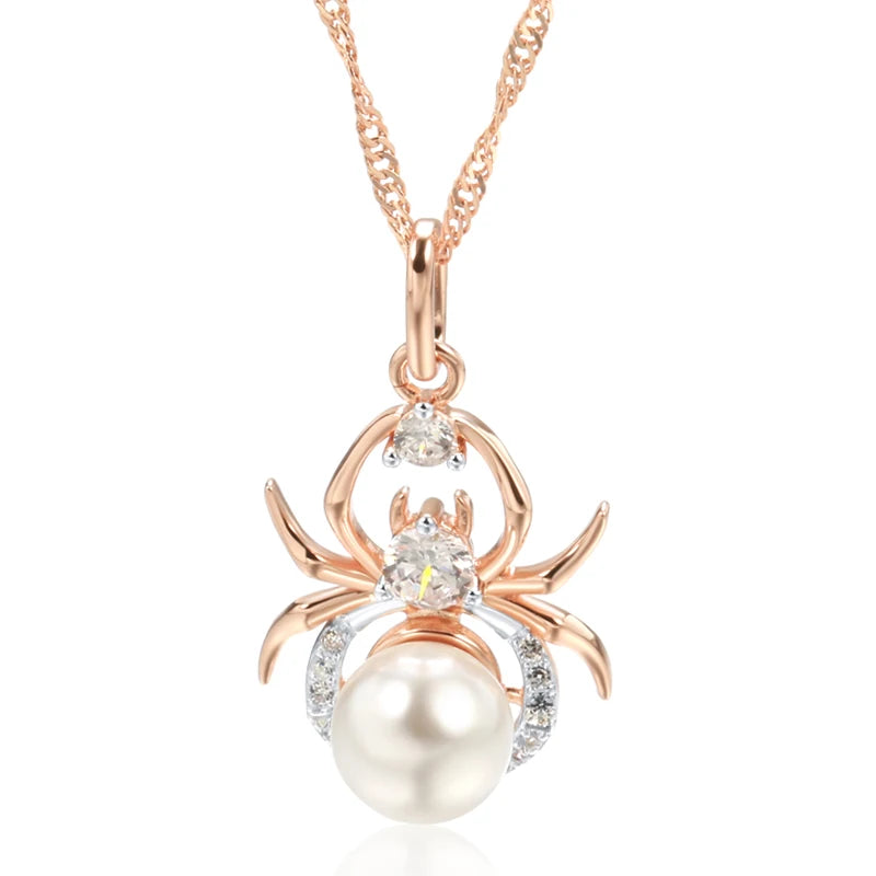 Kinel Hot Punk Spider Pearl Pendant Necklace