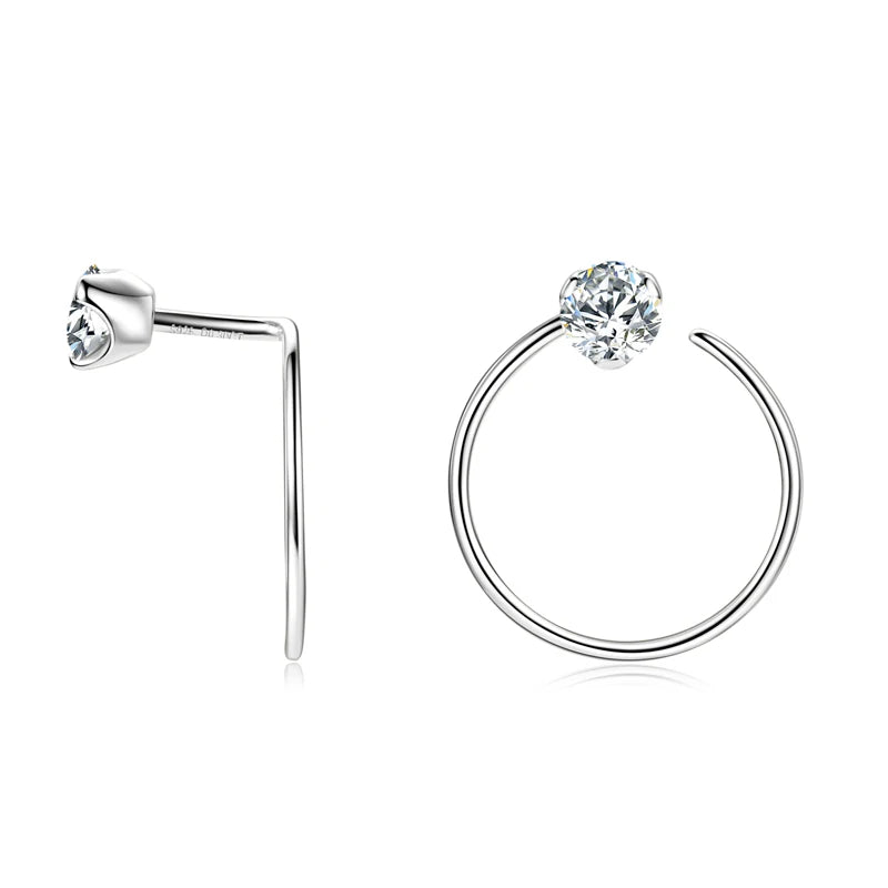 Anziw 925 Silver Circle Piercing Earrings 4mm 0.3ct Moissanite Earring