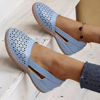 Summer soft sole mother sandals fish mouth middle-aged and elderly leather shoes flat middle-aged single shoes women's shoes - Imbasat