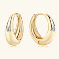 Anziw Chunky Hoops 2.5mm D Color Moissanite Thick Huggie Earring Gold Plated 925 Silver