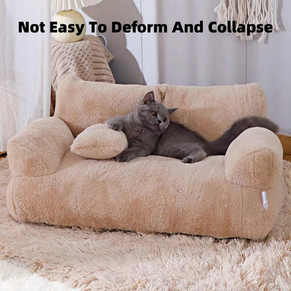 Pet Couch Bed, Washable Cat Beds for Medium Small Dogs & Cats up to 25 lbs, Dog Beds with Non-Slip Bottom, Fluffy Cat Couch