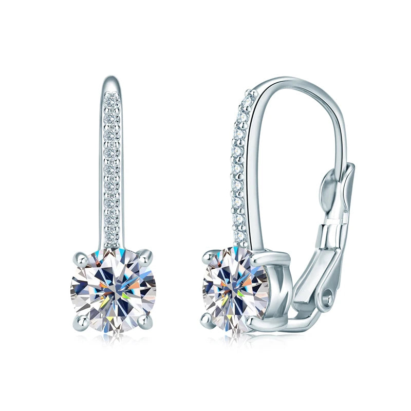 6.5mm D Moissanite Clip On Earrings 925 Sterling Silver