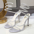 CRYSTAL Ankle Open Toe Thin High Heels