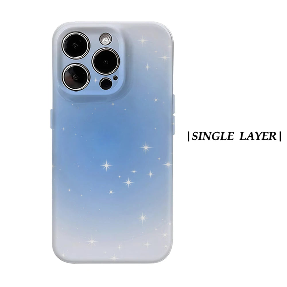 Pale Blue Star Shower iPhone Case Magnetic Tough Double Layer Cover