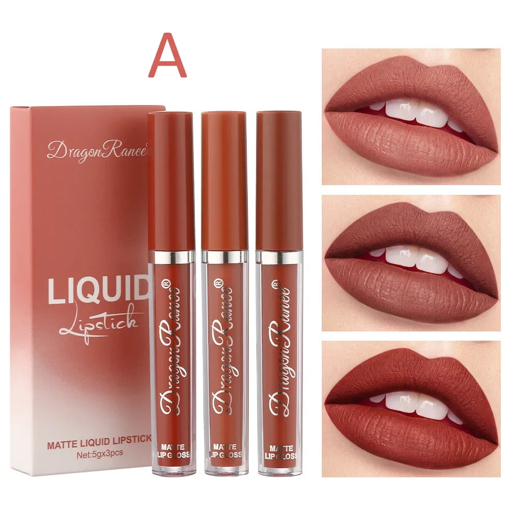 3 PCS Liquid Lipsticks Set Long Lasting Make Up Korean