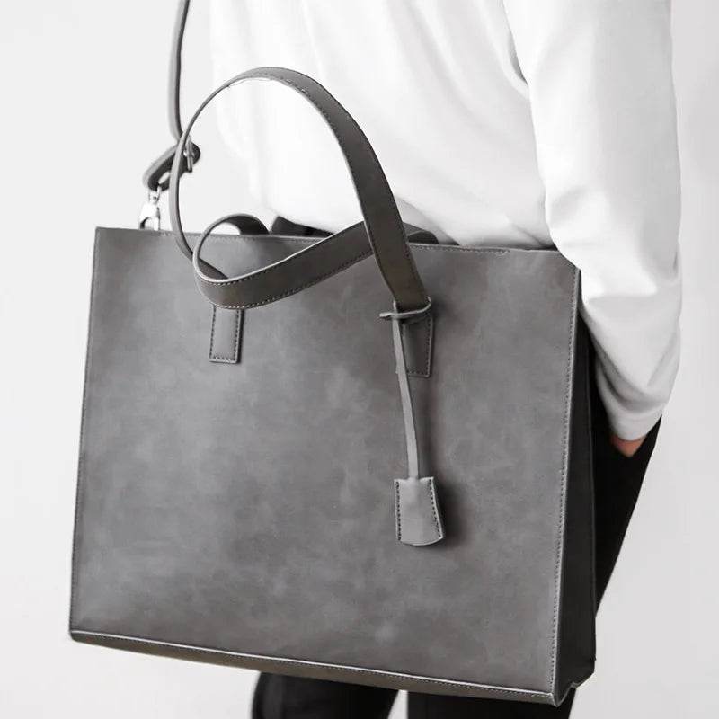 Luxury Soft Leather Handbag For Men Vintage Large Capacity Tote Bag Weekend Male Shoulder Messenger Bag Casual Crossbody Bag