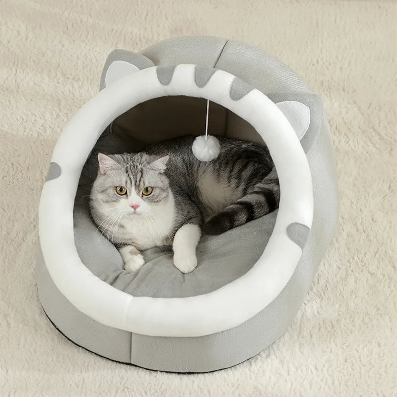 Cat Bed Warm Pet House Kitten Cave Cushion