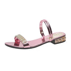 The New Sandals Women Summer Fashion Elegant Non-Slip Crystal luxury Ladies Slippers Rivet Rhinestone Low Heels - Imbasat