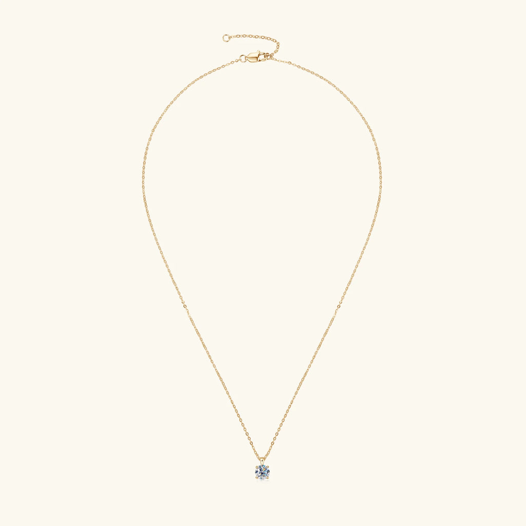 6.5mm 1.0 carat D Moissanite Solitaire Drop Necklaces 18k Gold