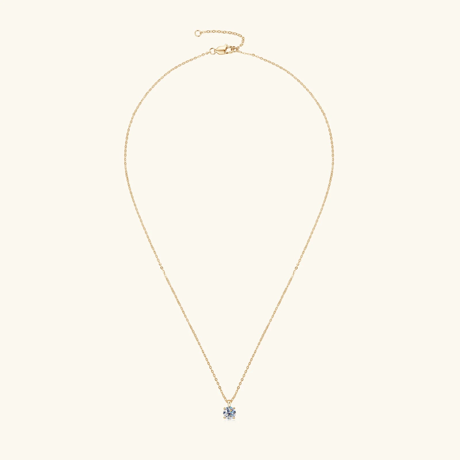 6.5mm 1.0 carat D Moissanite Solitaire Drop Necklaces 18k Gold
