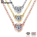 RAPRGOLD 3mm Moissanite Diamond Round Pendant
