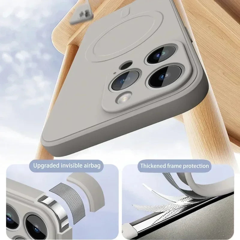 Liquid Silicone iPhone Case Magsafe Magnetic Soft Cover