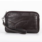 Genuine Leather Hand Bags For Men Large Capacity Money Purse Cell Mobile Phone Pocket Women Soft Double Zipper Male Clutch Bags - Imbasat