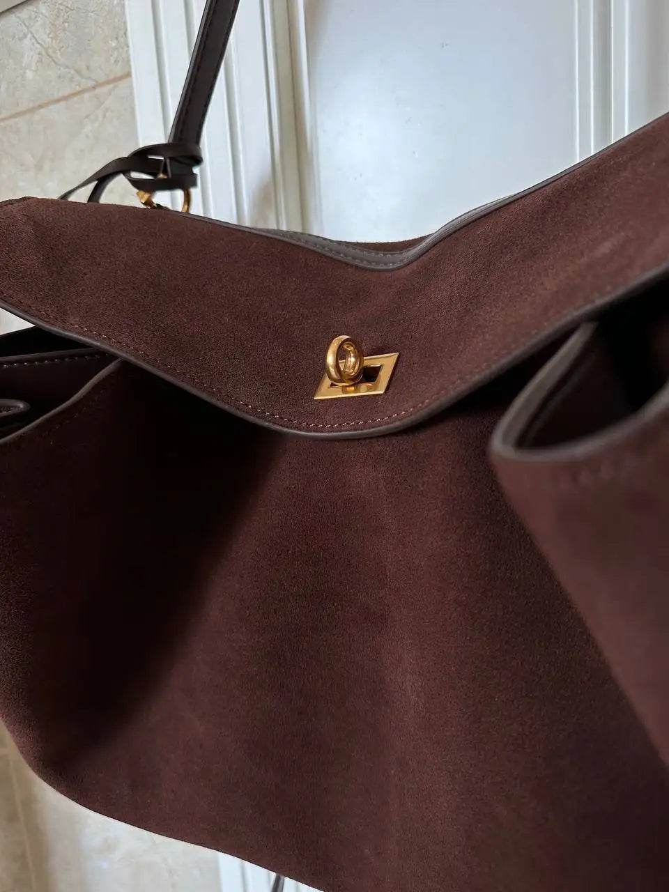 Luxury Brand Rodeo Women Bags Genuine Leather Brown Suede Women Totes Gold Buckle Women Shoulder Bags Fashion Women Handbags - Imbasat