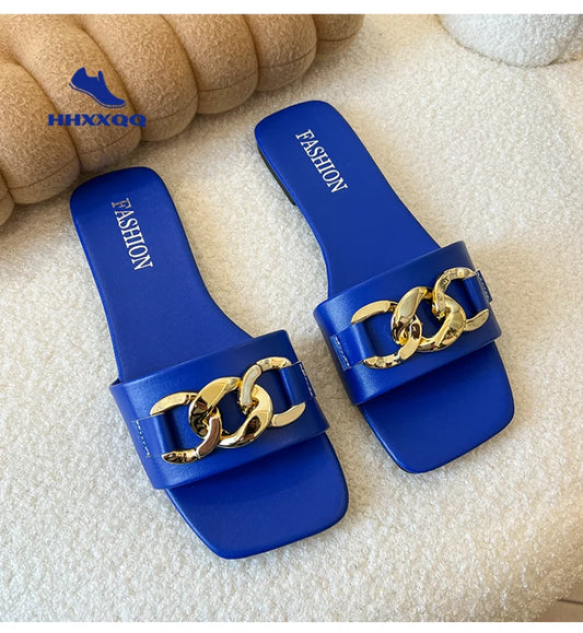 2023 New Summer Women's Slippers Roman Fashion Designer Flat Sandals Latex Soft Sole Shoes Female Breathable Beach Flip-flops