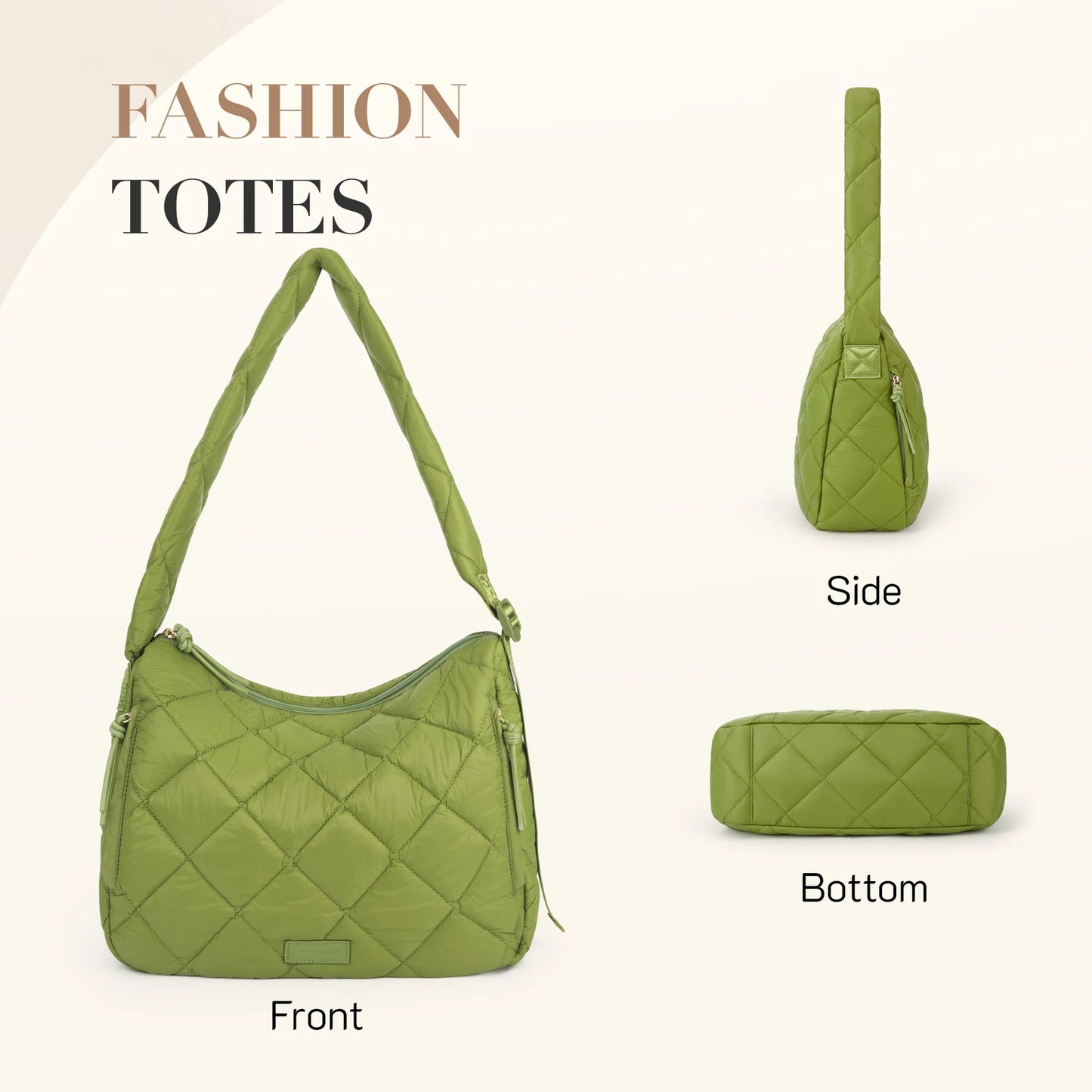 Missnine Quilted Puffer Bag for Women with Adjustable Strap Puffy Tote Shoulder Bag Large Carryall Crossbody Purse Hobo Bags