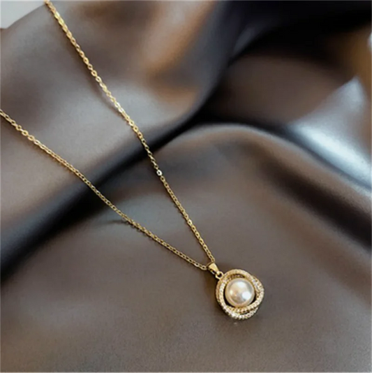 Trendy Pearl Pendant Necklace for Women Gold Color Metal Chain Rhinestone Necklaces Collar Choker Fashion Party Jewelry Gifts