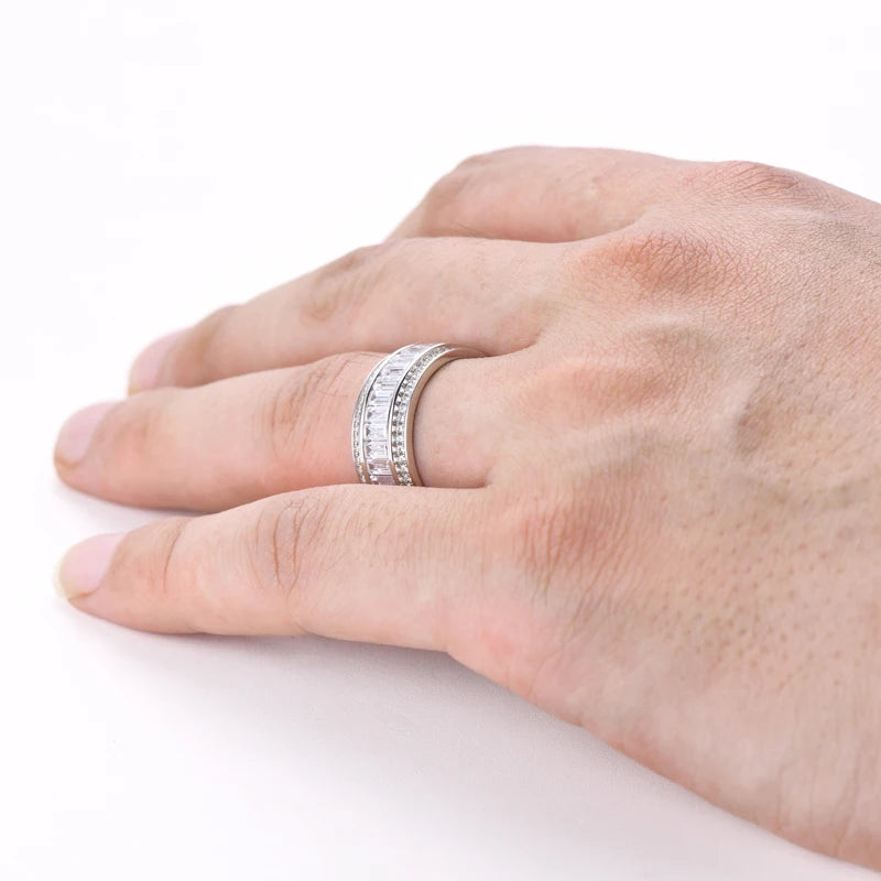 ANZIW Luxury 5A CZ Full Eternity Ring Band Silver 925 Rings